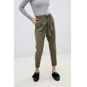 NWT Asos green khaki tie waist trousers - size 8